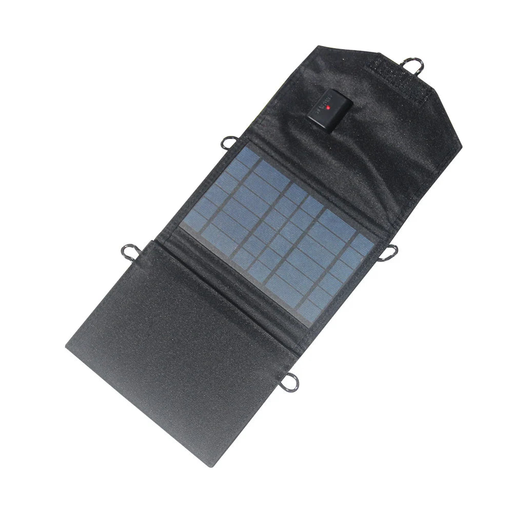 Three-panel charger partly folded