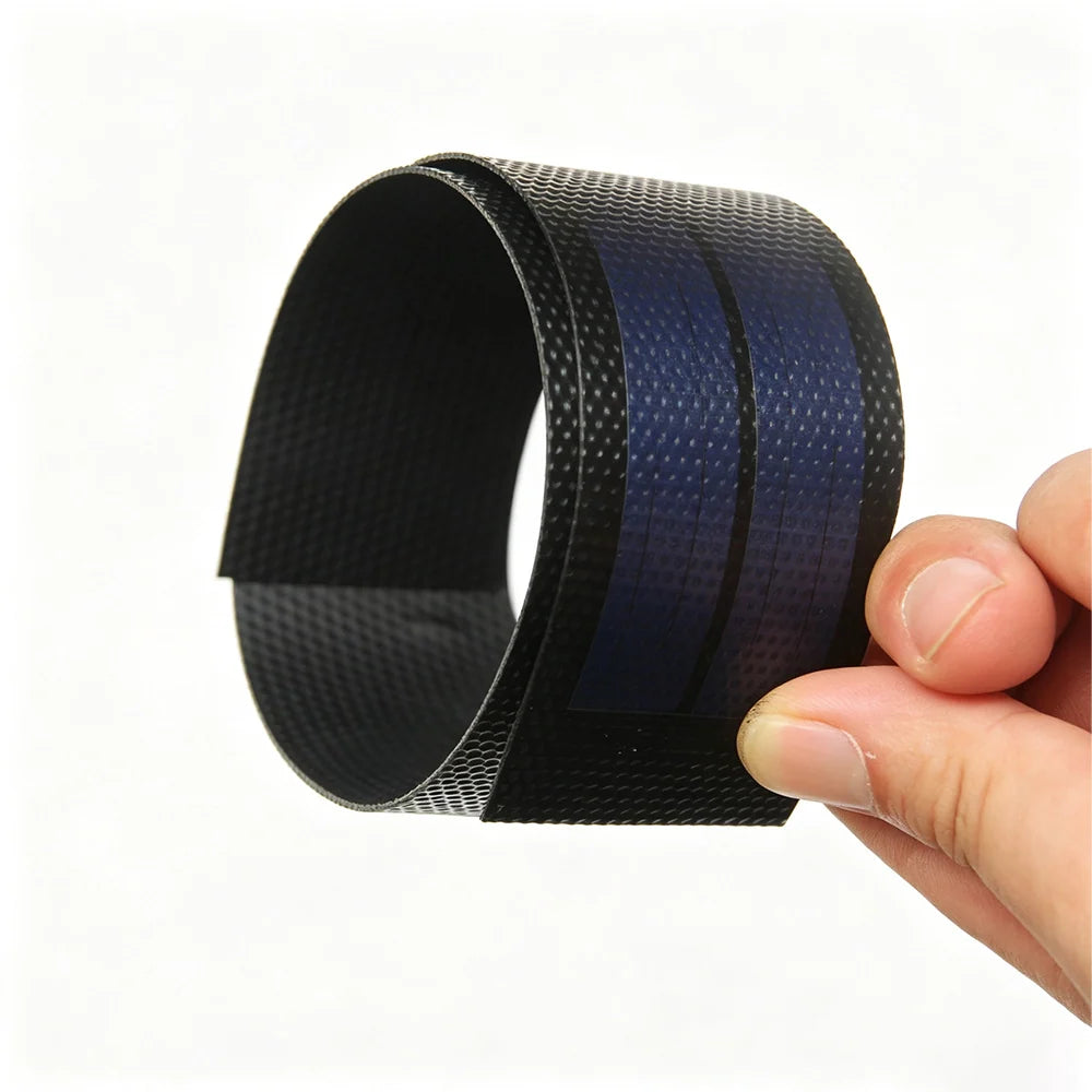 Flexible solar strip held in a loop
