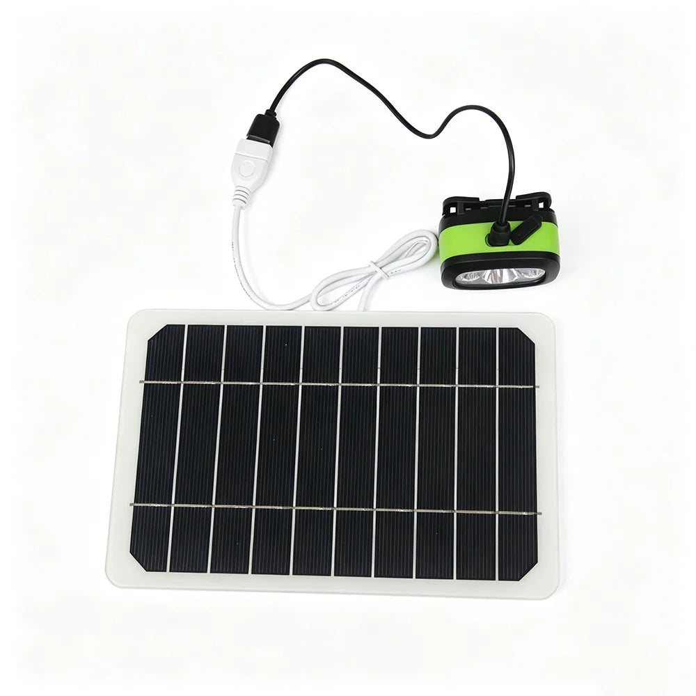 Headlamp connected to the 5W solar panel