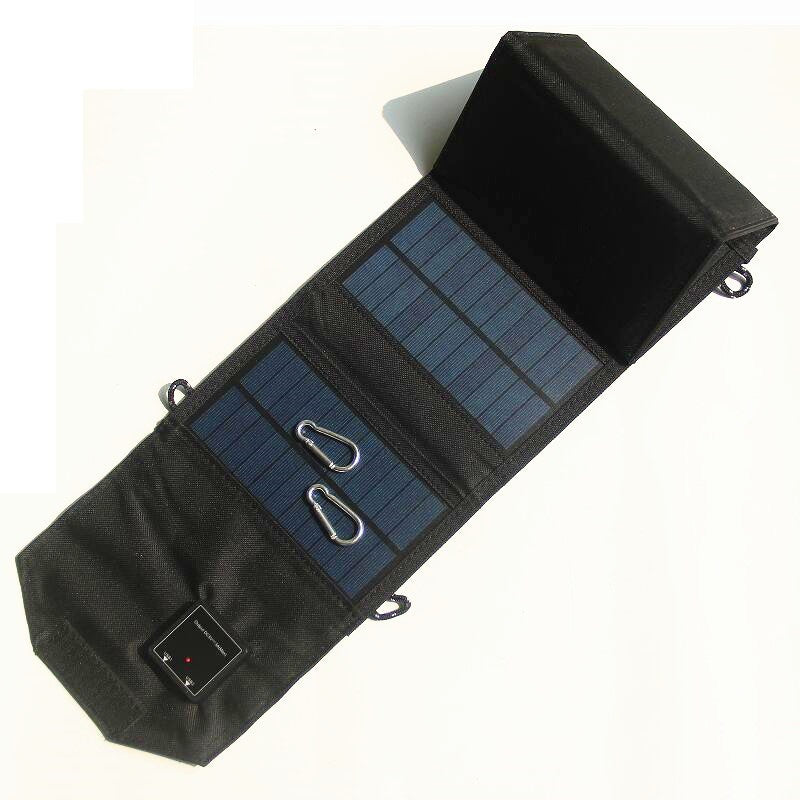 Partly opened six-fold solar panel