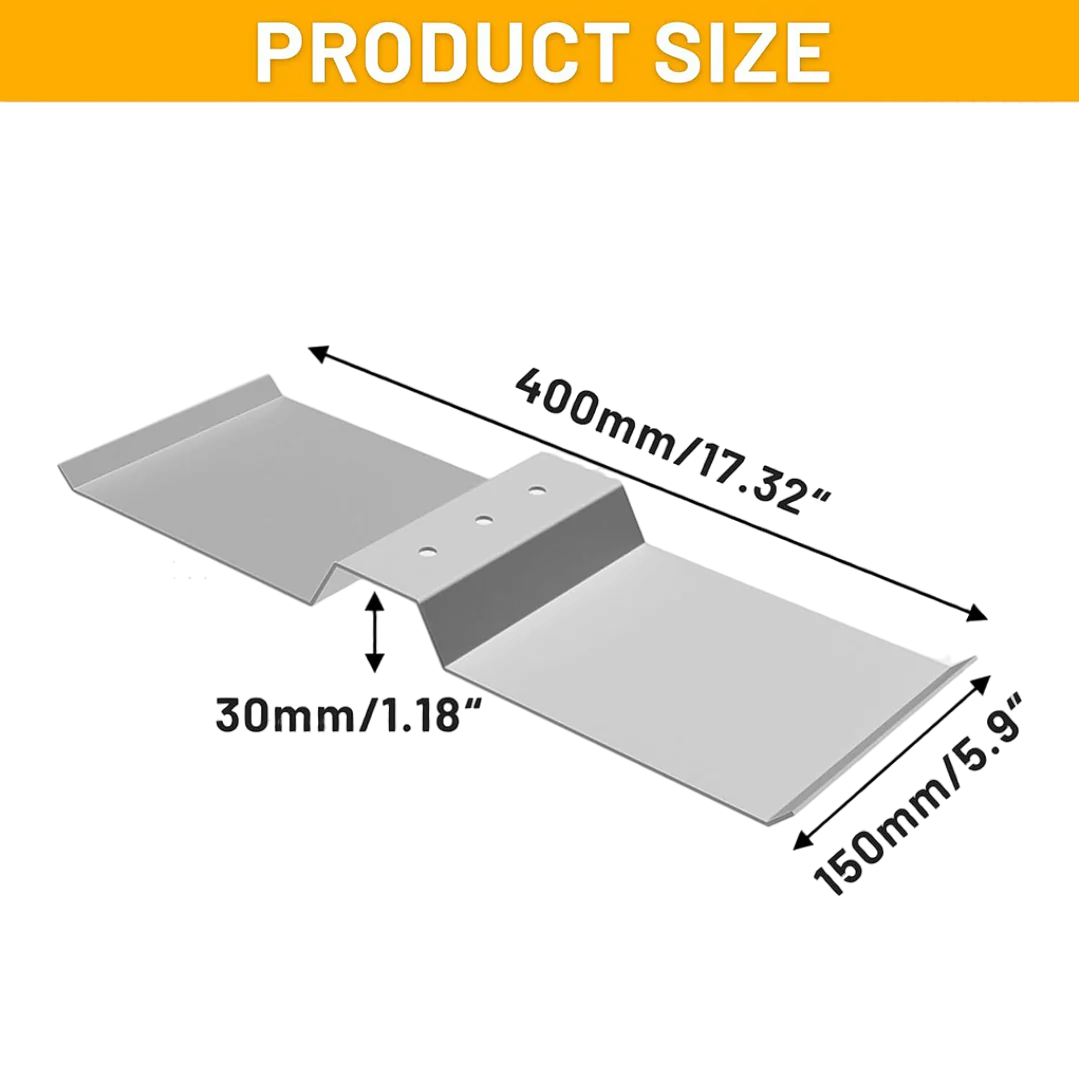 Ballast plate dimensions diagram—400 mm length, 150 mm width, 30 mm step height.
