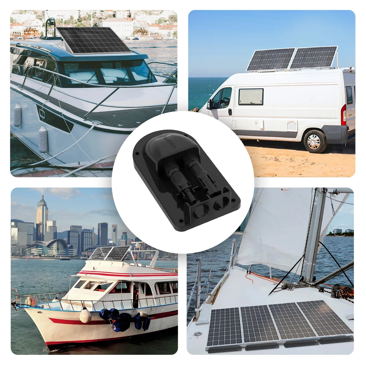 Solar cable entry gland applications on boats, RVs, and compatible roofs