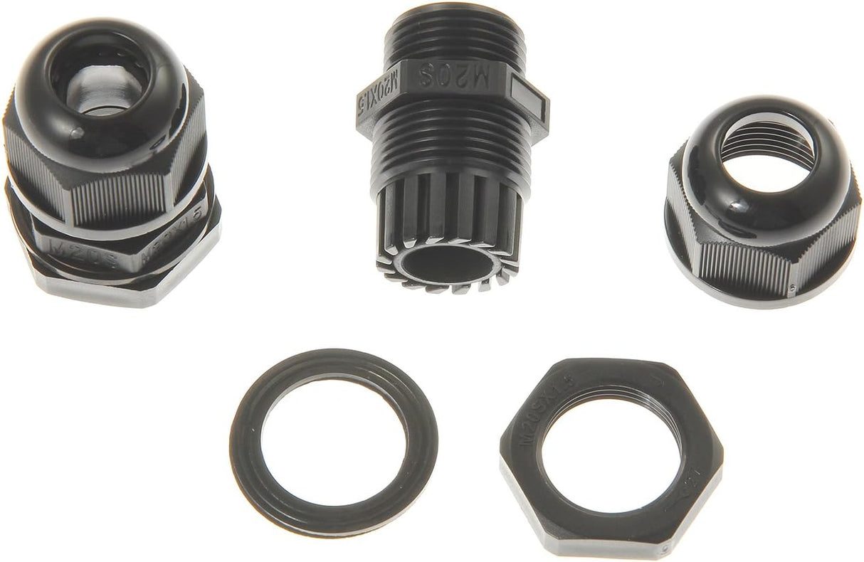 Black single solar cable entry gland with curved ABS housing