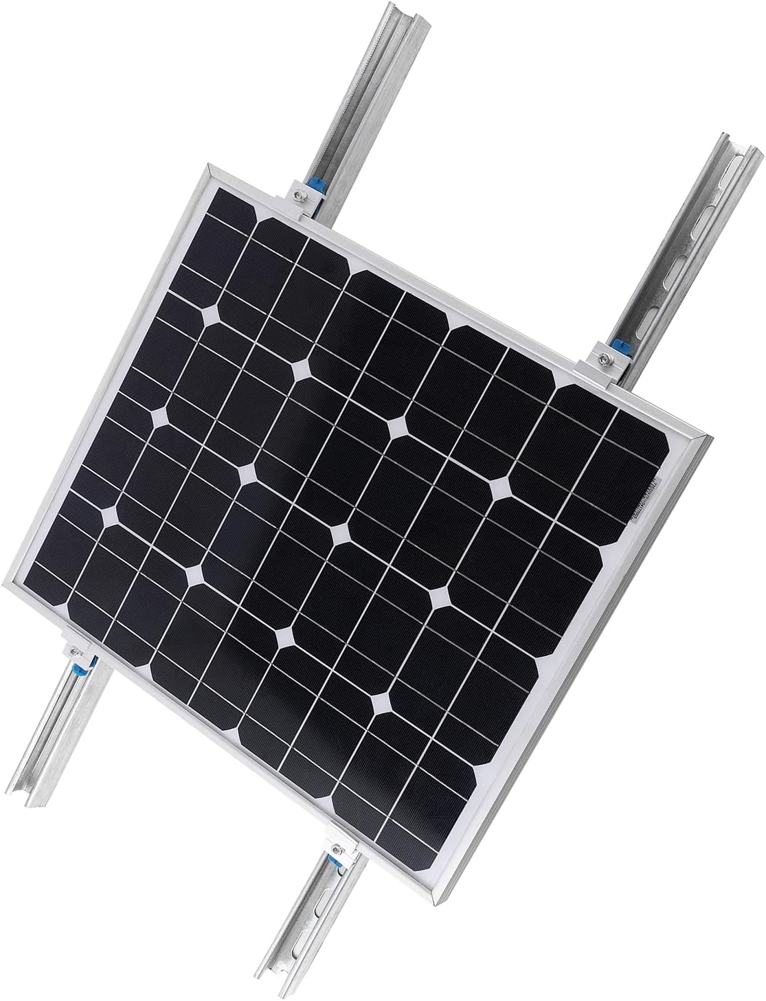 Solar panel array layout using end clamps on mounting rails