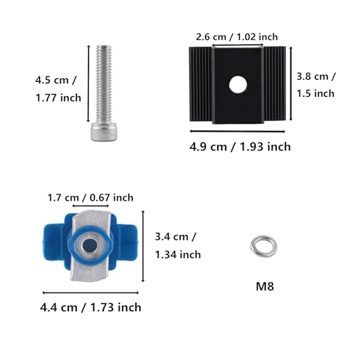 Black solar panel mid clamp and M8 hardware dimensions