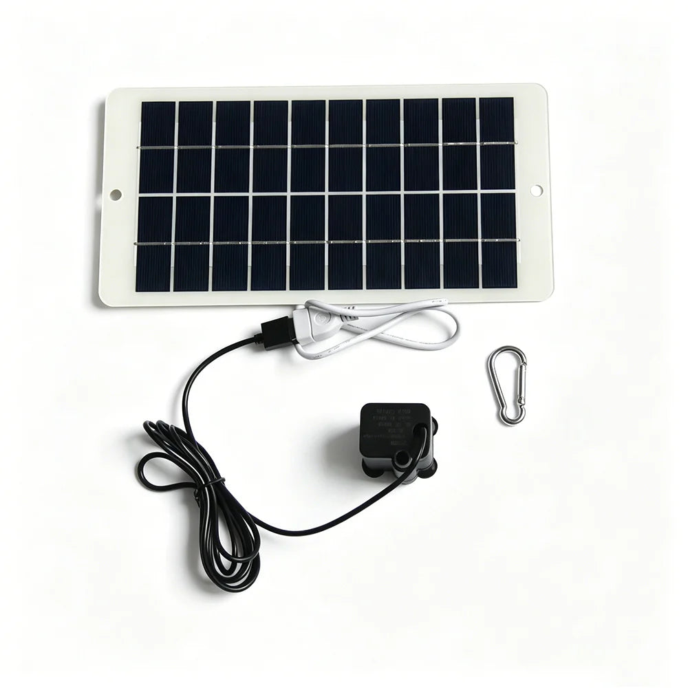 4.5W solar panel, USB pump and carabiner
