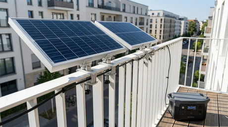 Balcony solar for renters with mini solar panels and clamp-on balcony brackets
