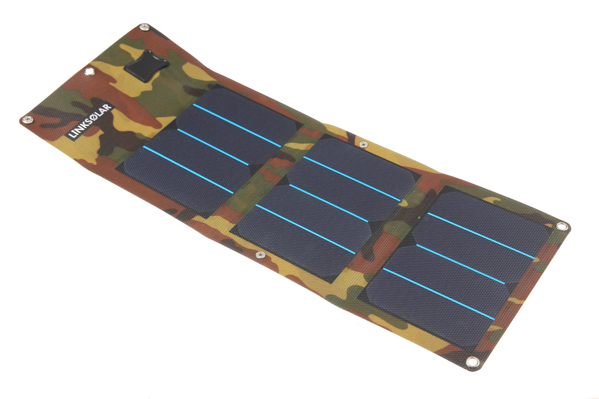 Camouflage portable foldable solar charger with three solar panels