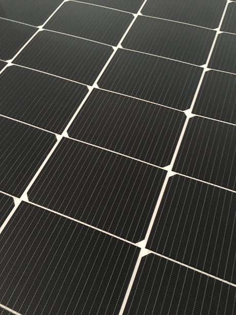 Close up view of monocrystalline solar cell panel grid
