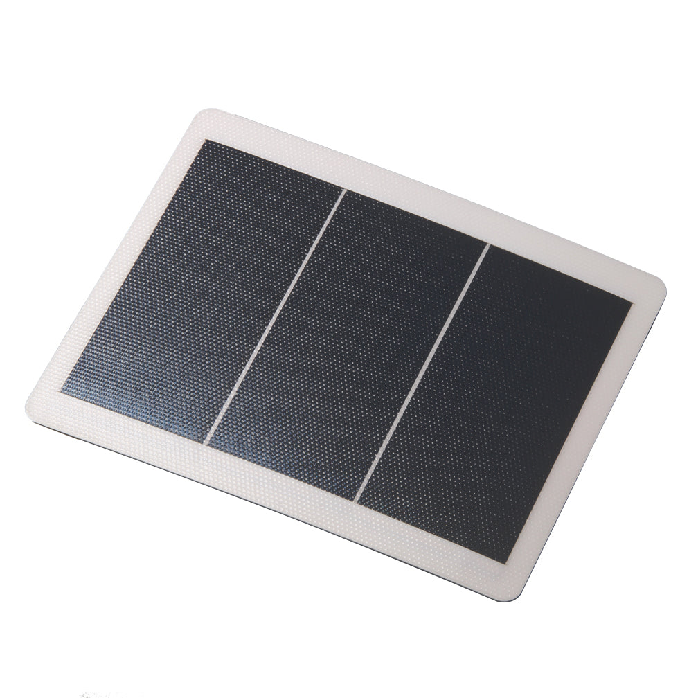 Custom-shaped mini solar panel with textured ETFE surface, the format used for buoy-mounted sensors