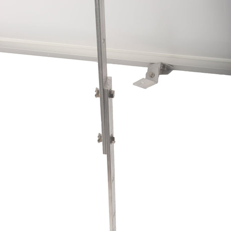 Detailed close up of solar panel mounting bracket and frame assembly