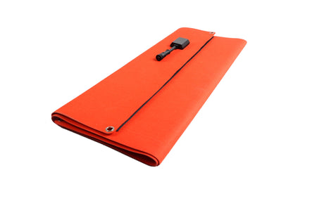 Folded orange portable solar charger panel for outdoor camping