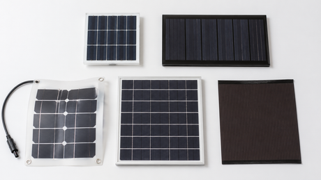 Five custom mini solar panel options from different manufacturers compared side by side