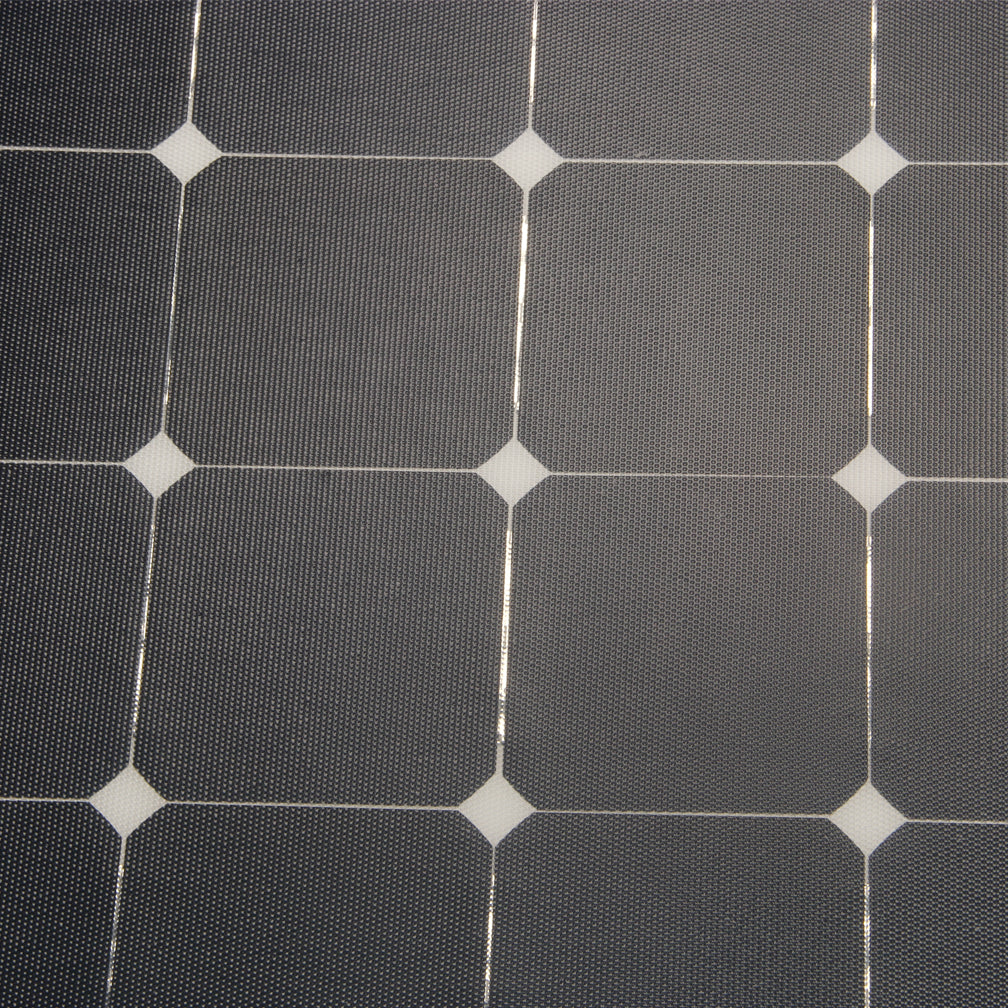 Monocrystalline solar cell close up with textured ETFE surface