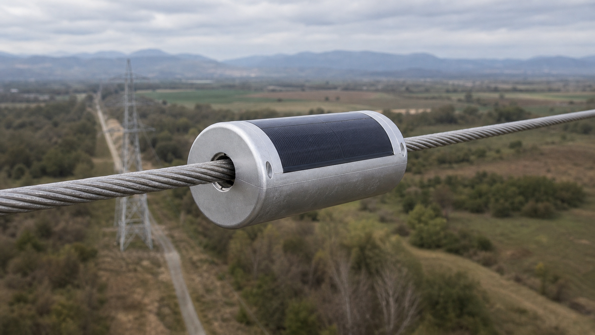 A completed clamp installation of a power platform on an overhead line.