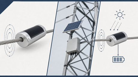 Exterior comparison of overhead line monitoring power architectures.