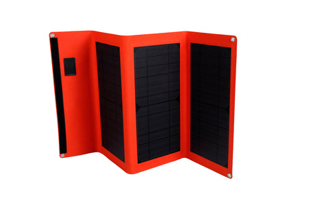Portable orange foldable solar charger panel for outdoor power