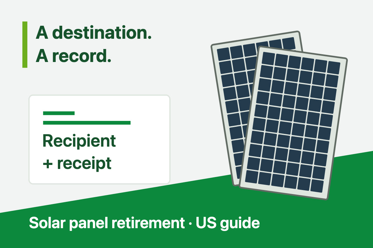 Concept illustration of retired photovoltaic modules with a recipient and handover record