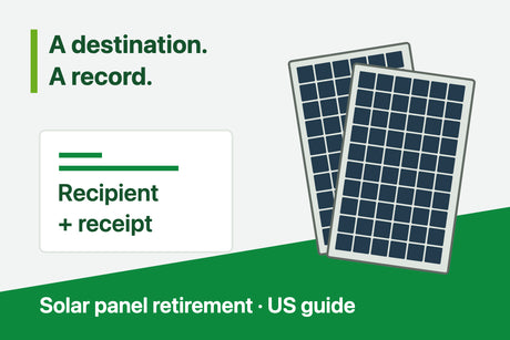 Concept illustration of retired photovoltaic modules with a recipient and handover record