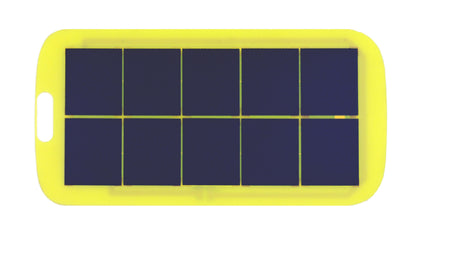 Small portable mini solar panel with yellow border and mounting slot