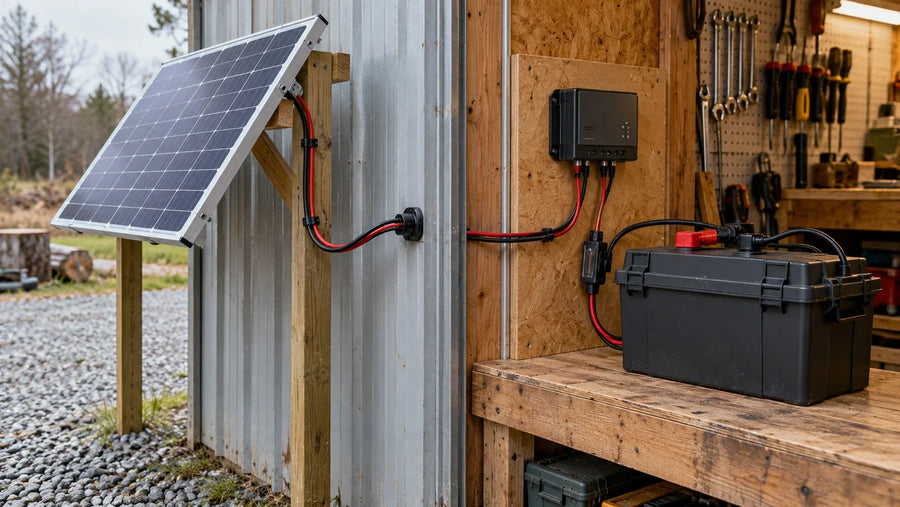 Solar panel to charge 12v 100ah battery: sizing and charging time