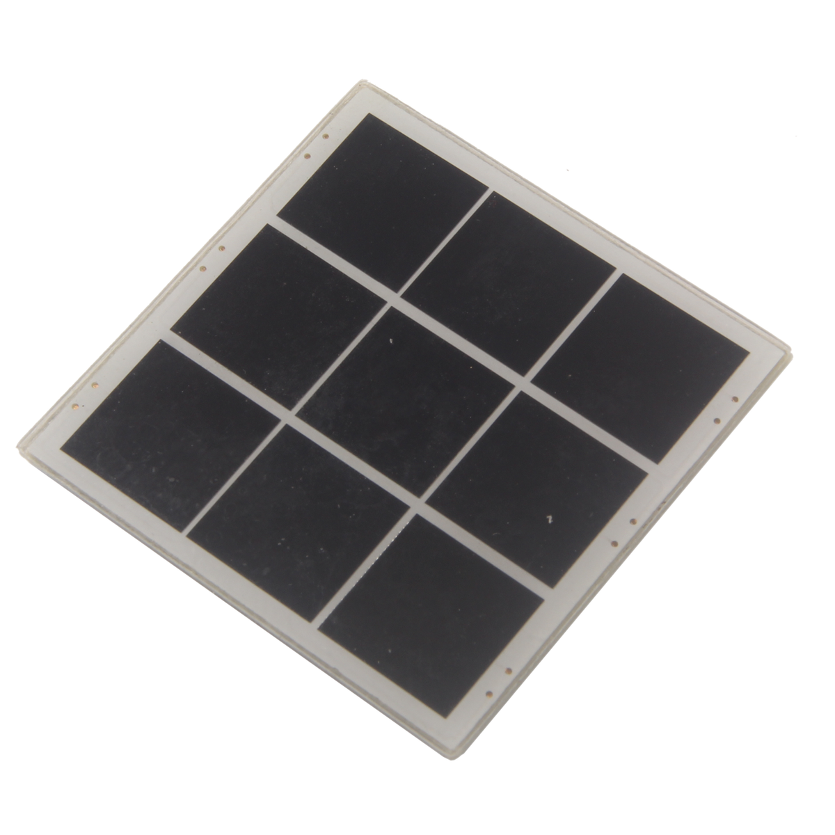 Square glass mini solar panel module on isolated white background