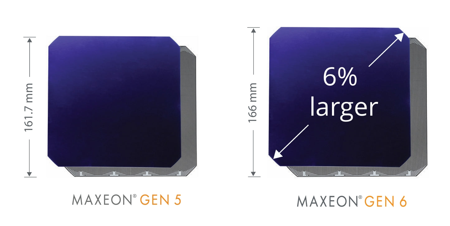 Maxeon Gen 6 solar cell size 166mm*166mm