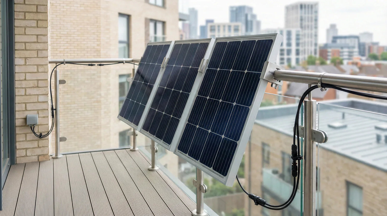 UK balcony solar panels setup on an apartment balcony for renters