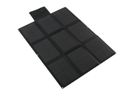 Unfolded portable solar charger panel on a white background