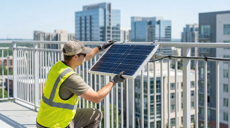 Plug-in solar panels guide with a balcony solar panel mounted safely on an apartment railing