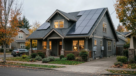 solar panels powering a residential house