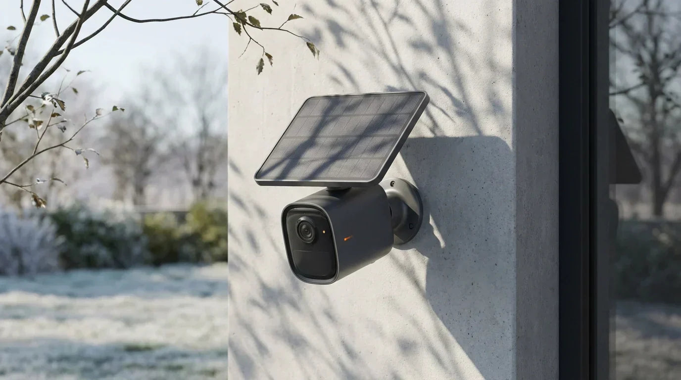 Wi-Fi solar security camera with a shaded solar panel causing battery drain issues