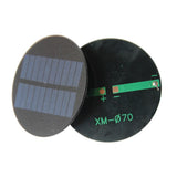 0.35W 5V Round Mini Solar Panel, 70mm DIY Module — combined front and back view