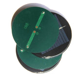 0.5W 80mm round solar module — rear and cell-face overlap