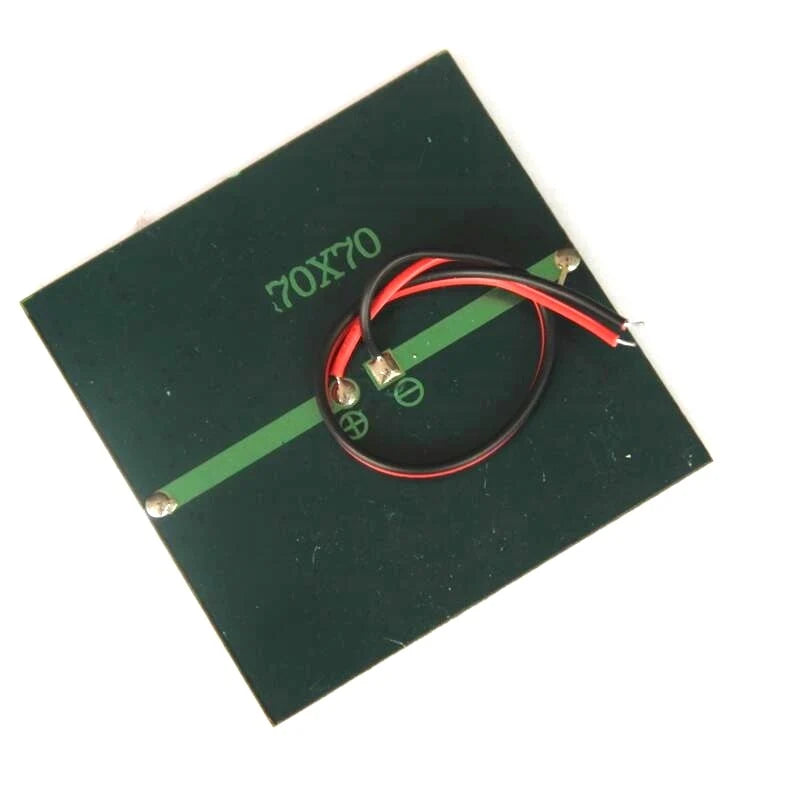 0.7W mini solar panel — rear wires and solder pads