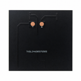 Rear of 0.9W mini solar panel with polarity-marked copper solder pads