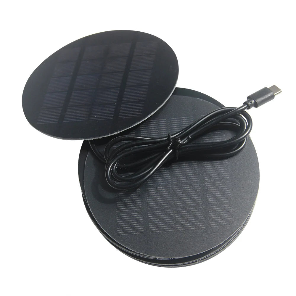 1.2W 1.2W round USB-C solar panel — round panel with cable at angle