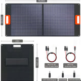 100W two-section solar panel folded and unfolded dimensions with connection leads