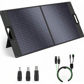 100W two-section folding solar panel with portable fabric carrying format
