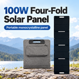 100W four-fold monocrystalline solar panel and gray case with English heading