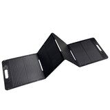 100W solar panel partially unfolded to show four sections