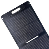 Close-up of monocrystalline cells and integrated carry handle