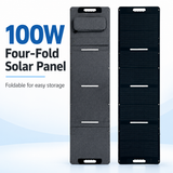 English product graphic showing 100W four-fold panel front and back