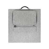Folded gray solar panel carry pouch with top handle