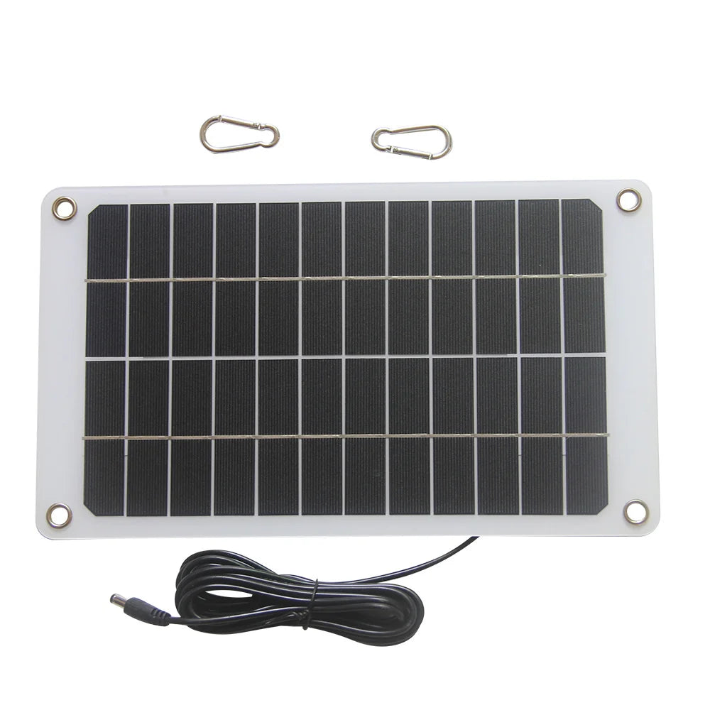 10W 12V panel with two carabiners and DC cable