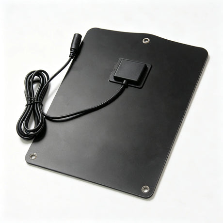10W solar panel — panel rear and attached DC lead