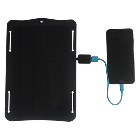 10W solar panel — panel charging a phone