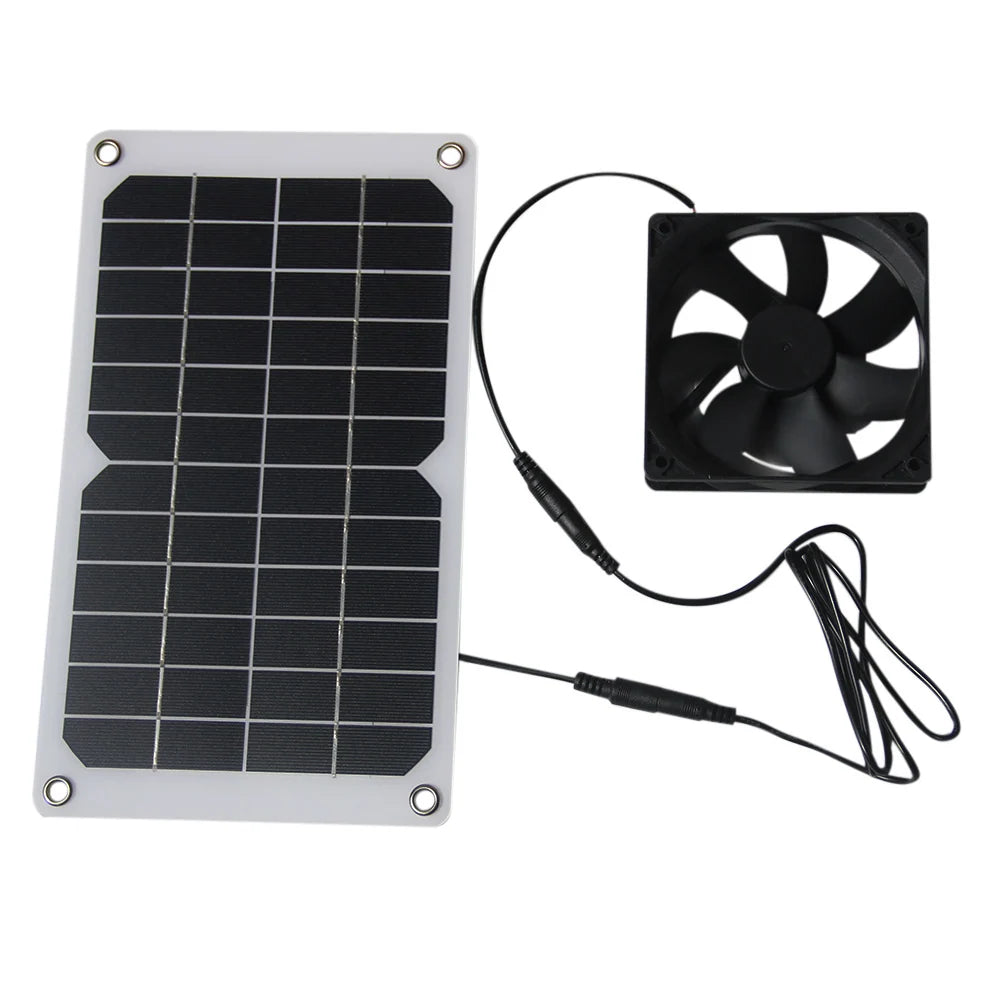 10W solar fan kit — connected panel and single fan