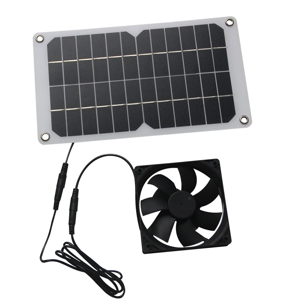 10W solar fan kit — panel horizontal with fan