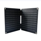 10W foldable solar charger — two-section charger partly folded